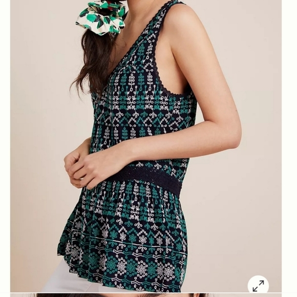 Maeve Anthropologie Cammie Embroidered Peplum Top - Picture 4 of 10